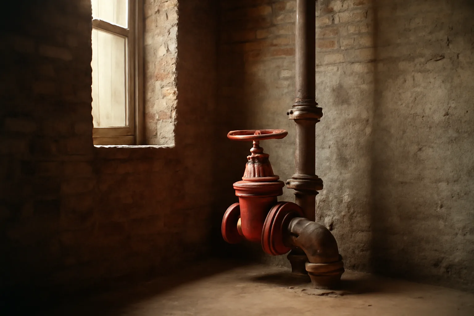 Wet sprinkler riser in a Connecticut building during ITM work